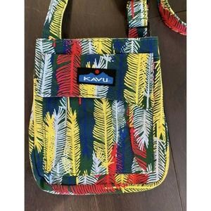 KAVU Crossbody Hipster Messenger Handbag Tropical Palm Leaves Travel Organizer